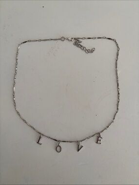 LOVE Dangle Letter  Charm Necklace – Silver Tone